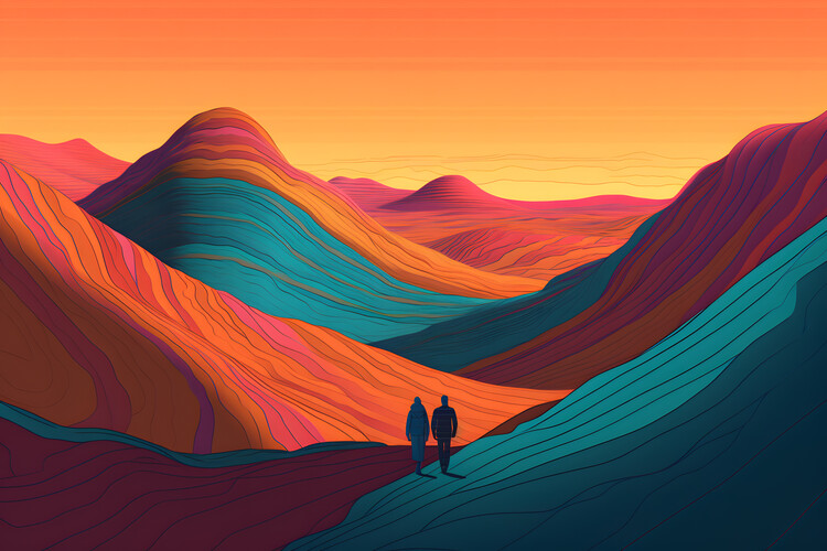 Плакат Colorful mountain landscape illustration