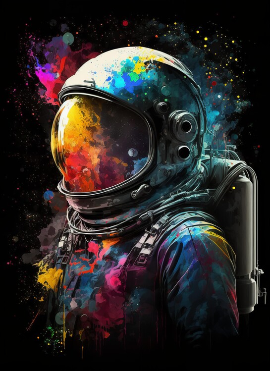 Плакат Colorful Astronaut in the Galaxy Space