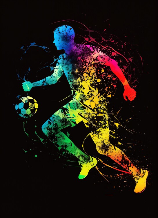 Poster Football Soccer Player Colorful Silhouette