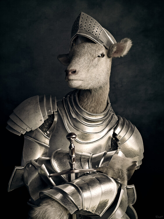 Poster Lamb portrait vintage animals renaissance