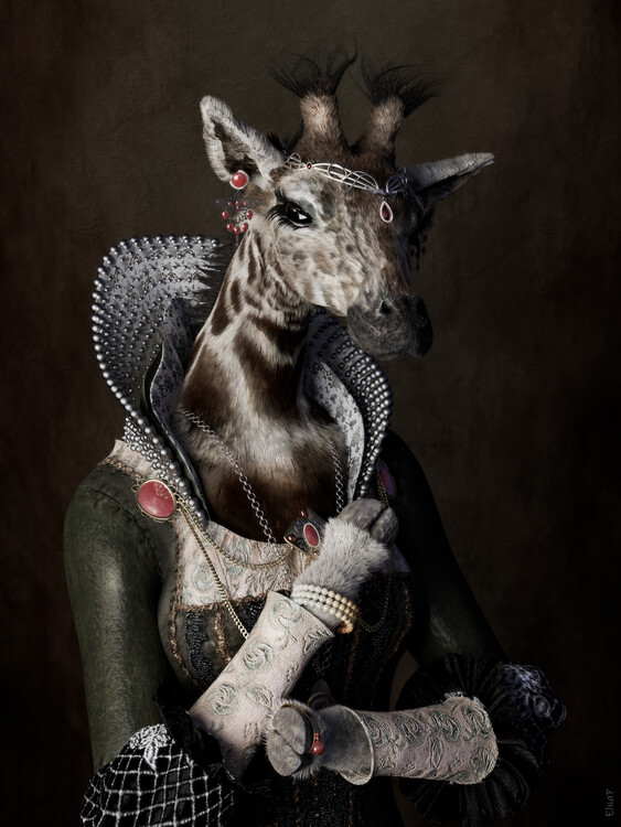 Poster Giraffe portrait renaissance