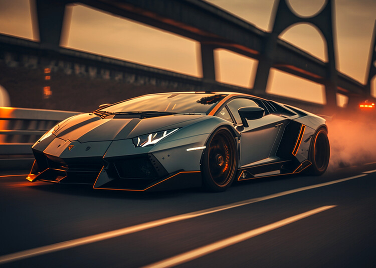 Poster Sportcar drive on the street