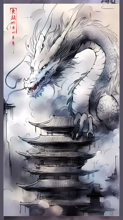 Poster The Dragon & Pagoda: A Traditional Tale of Chinese Creatures
