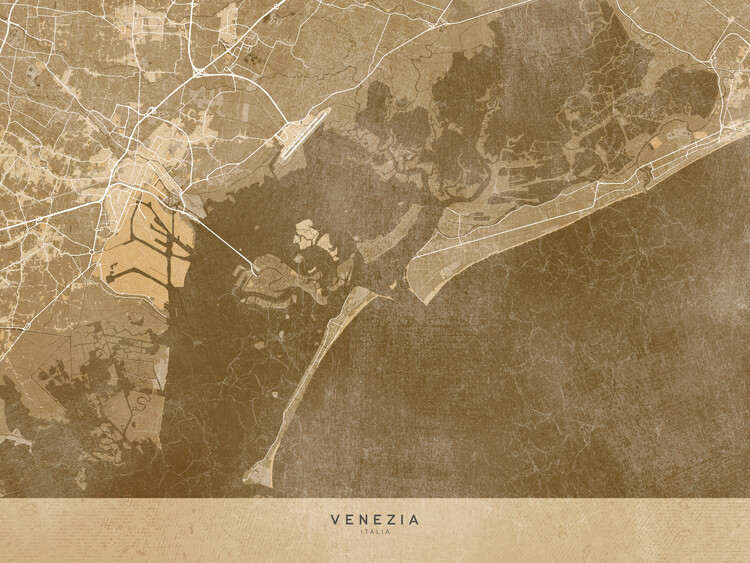 Плакат Map of Venice (Italy) in gray vintage style