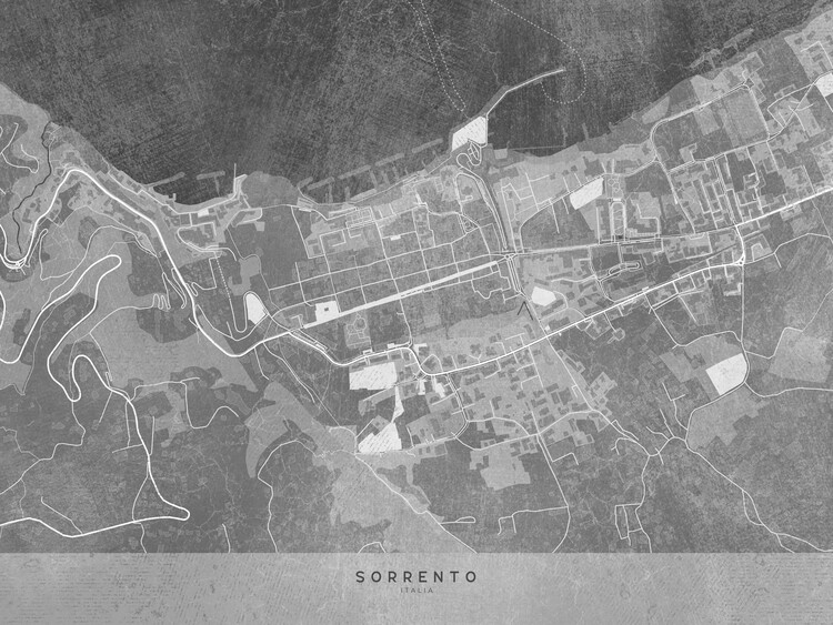 Poster Map of Sorrento (Italy) in gray vintage style