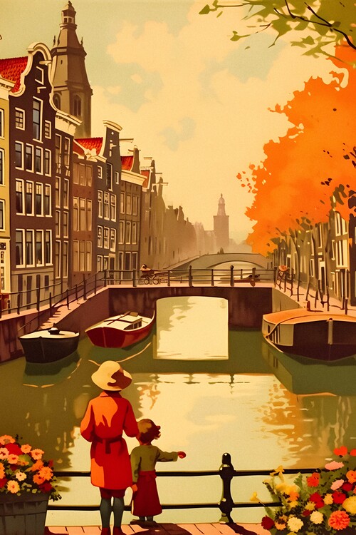 Poster Amsterdam - Vintage Travel Poster