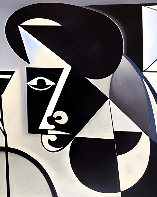 Плакат Black & White Abstract Woman Picasso Style Wall Art