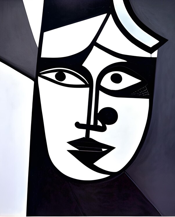 Плакат Black & White Abstract Woman Picasso Style Wall Art