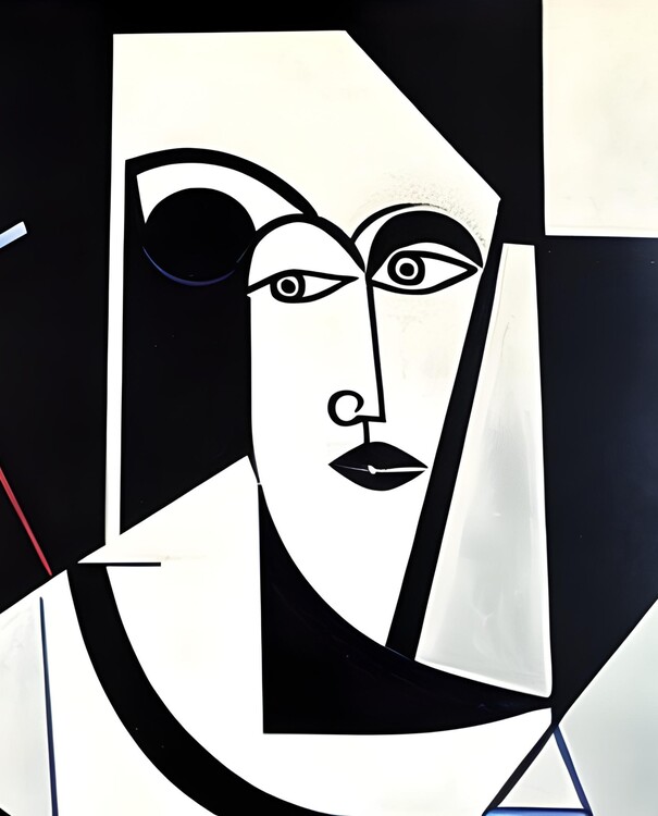 Плакат Black & White Abstract Woman Picasso Style Wall Art