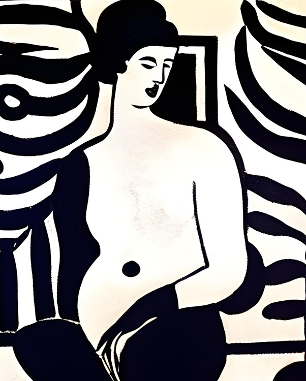 Плакат Black & White Abstract Woman Henri Matisse Style Wall Art