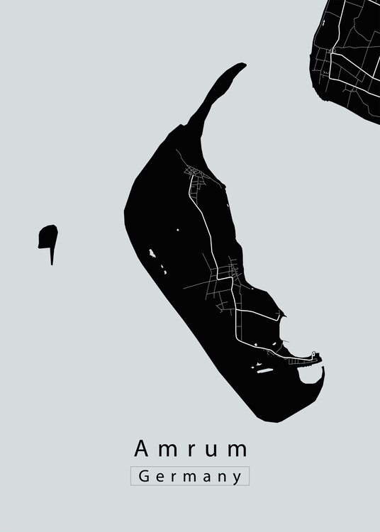 Plakat Amrum Germany Island Map dark