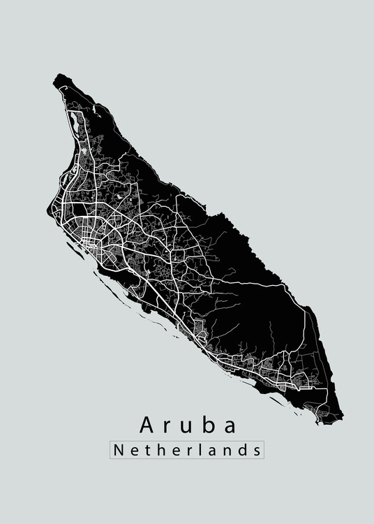 Plakat Aruba Netherlands Island Map dark
