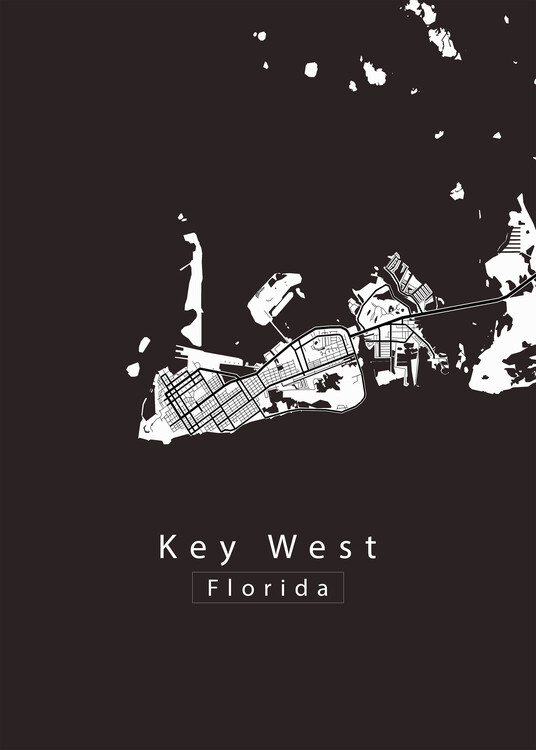 Plakat Key West Florida Island Map white
