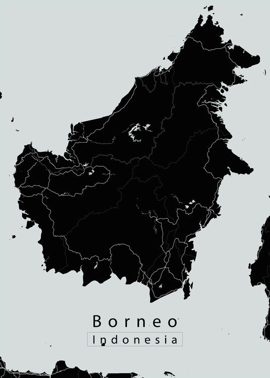 Plakat Borneo Indonesia Island Map dark