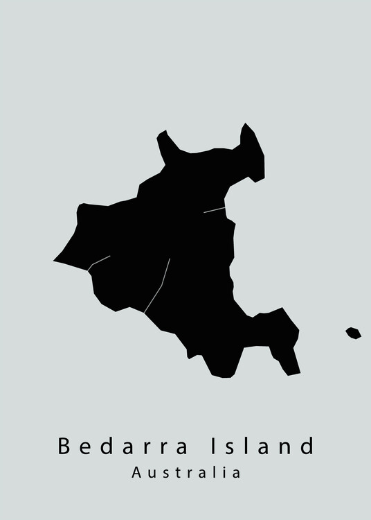 Plakat Bedarra Island Australia Island Map dark