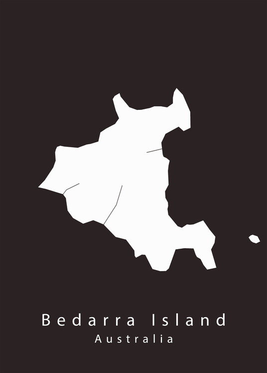 Plakat Bedarra Island Australia Island Map white