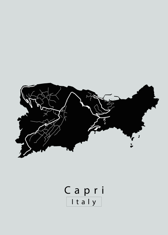 Plakat Capri Italy Island Map dark