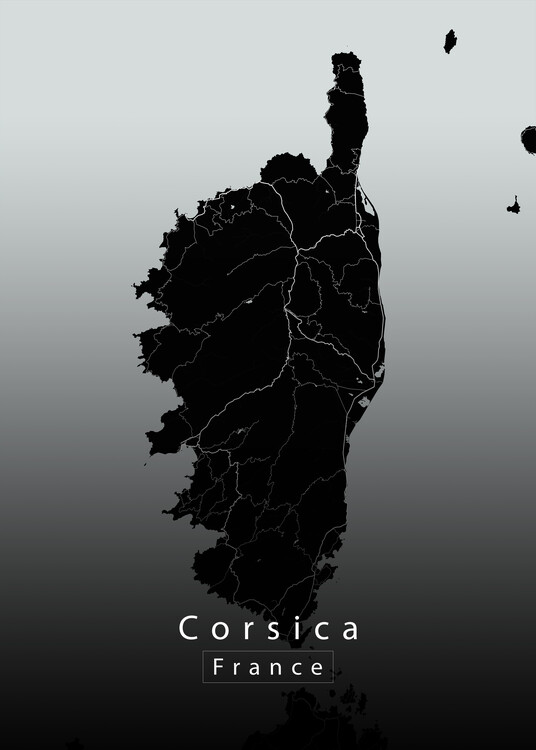 Poster Corsica France Island Map dark