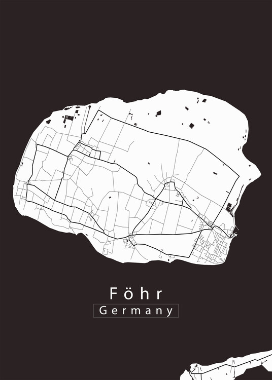 Plakat Föhr Germany Island Map white