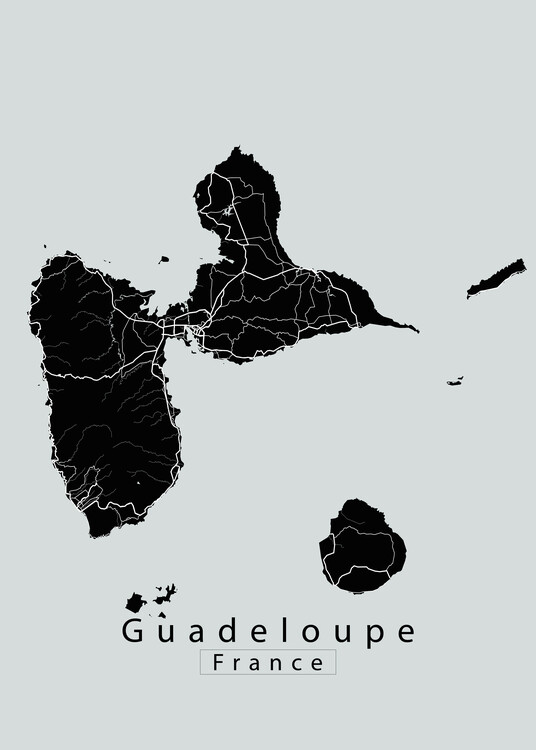 Poster Guadeloupe France Island Map dark