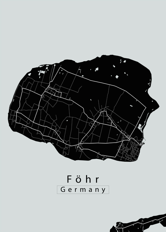 Plakat Föhr Germany Island Map dark