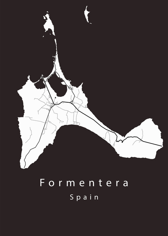 Plakat Formentera Spain Island Map white