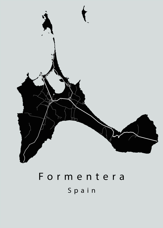 Принти на полотні Formentera Spain Island Map dark