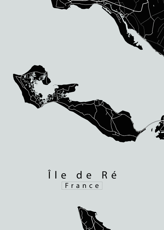 Poster Ile de Re France Island Map dark