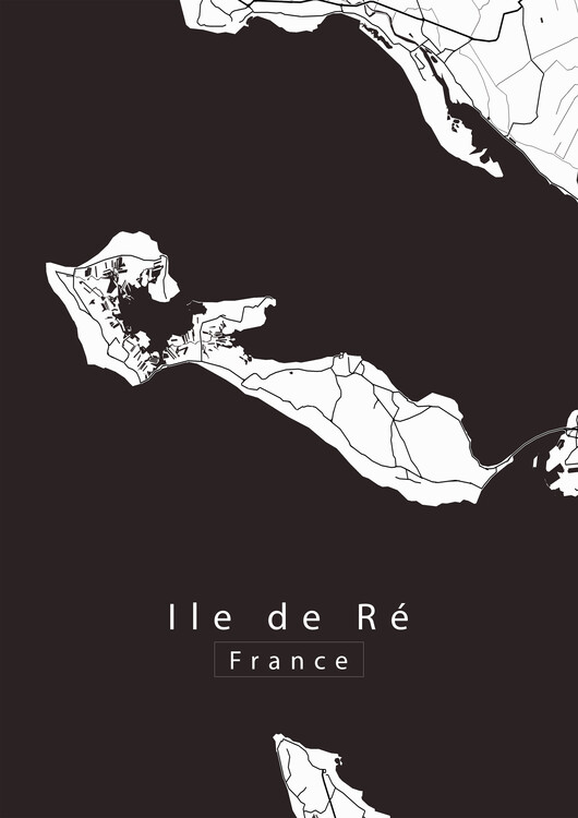 Poster Ile de Re France Island Map white