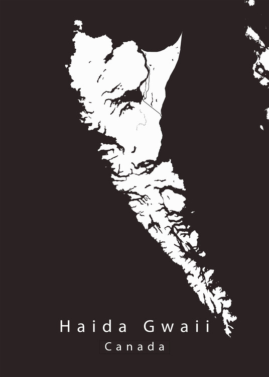 Плакат Haida Gwaii Canada Island Map white