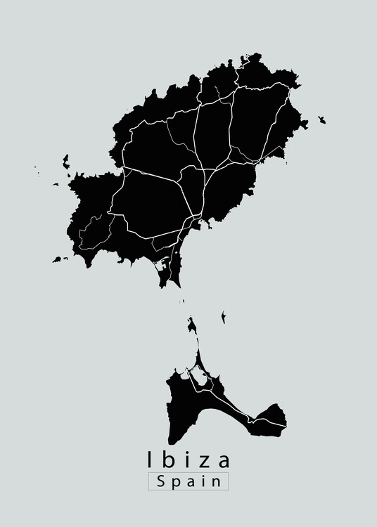 Плакат Ibiza Spain Island Map dark