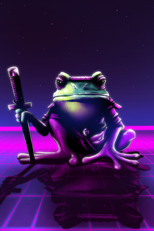 Plakat Retro samurai frog