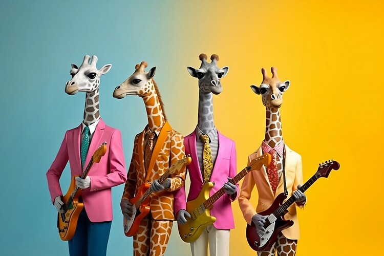 Poster Cool giraffe rock band