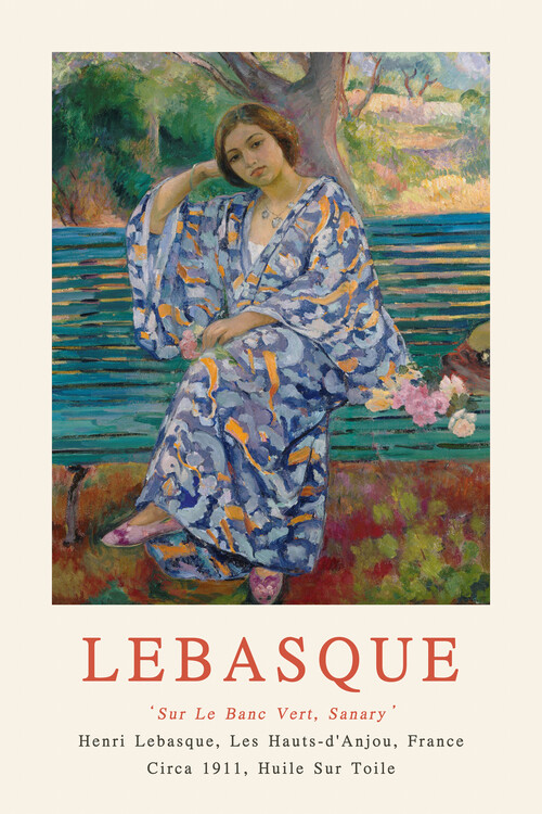 Plakát Girl on a Green Bench (Female Portrait) - Henri Lebasque