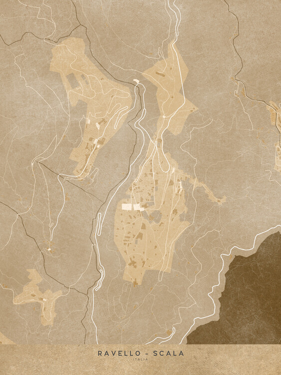 Poster Map of Ravello & Scala (Italy) in sepia vintage style