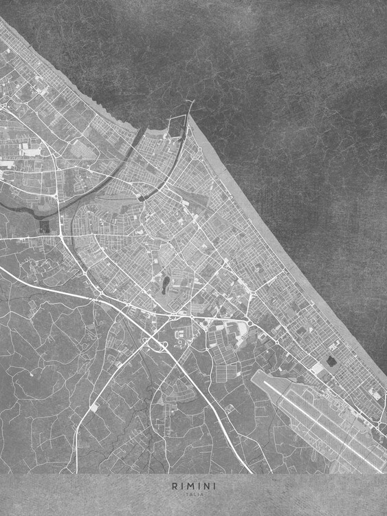 Poster Map of Rimini (Italy) in gray vintage style