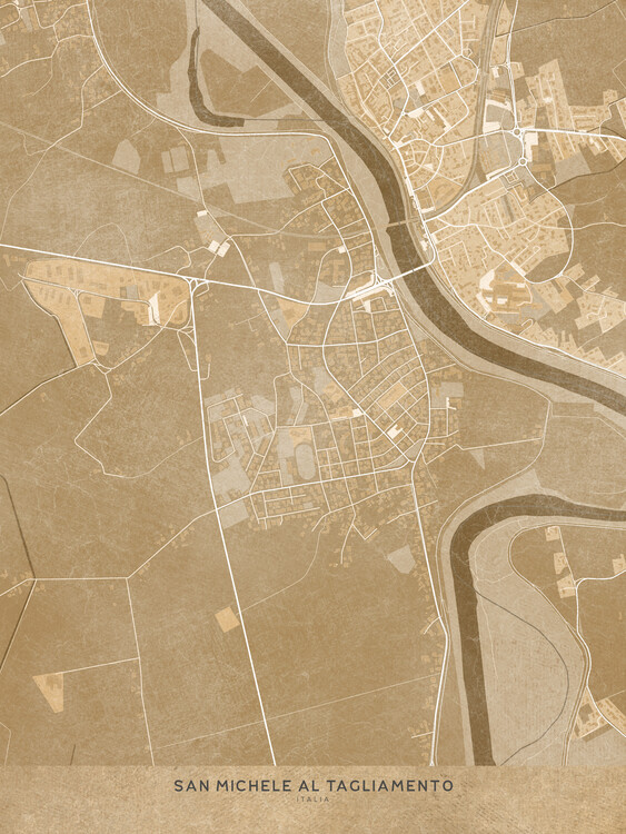 Poster Map of San Michele al Tagliamento (Italy) in sepia