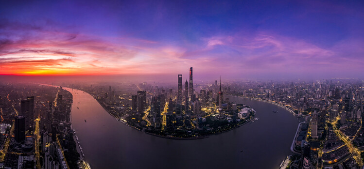 Canvas Print The Morning Glow in Lujiazui Shanghai