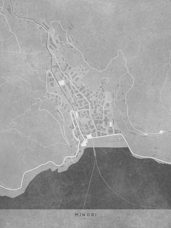 Poster Map of Minori - Amalfi coast - (Italy) in gray