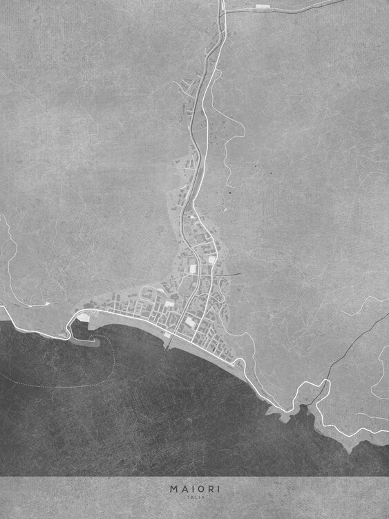Poster Map of Maiori - Amalfi coast - (Italy) in gray