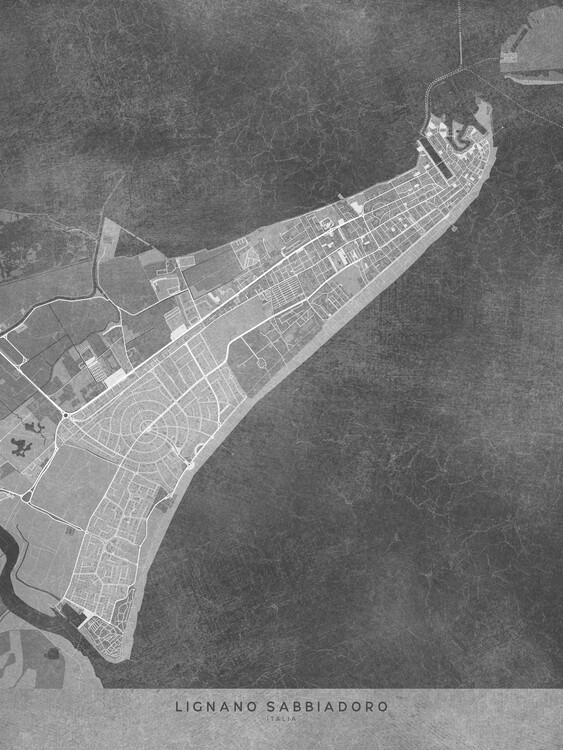 Poster Map of Lignano Sabbiadoro (Italy) in gray vintage style