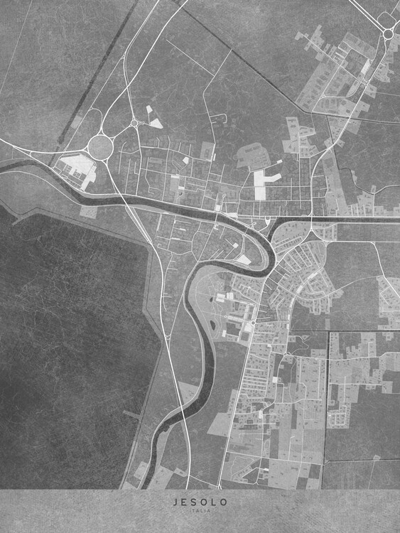 Poster Map of Jesolo (Italy) in gray vintage style