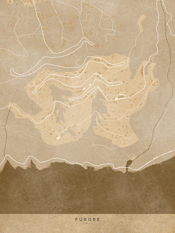 Poster Map of Furore - Amalfi coast - (Italy) in sepia