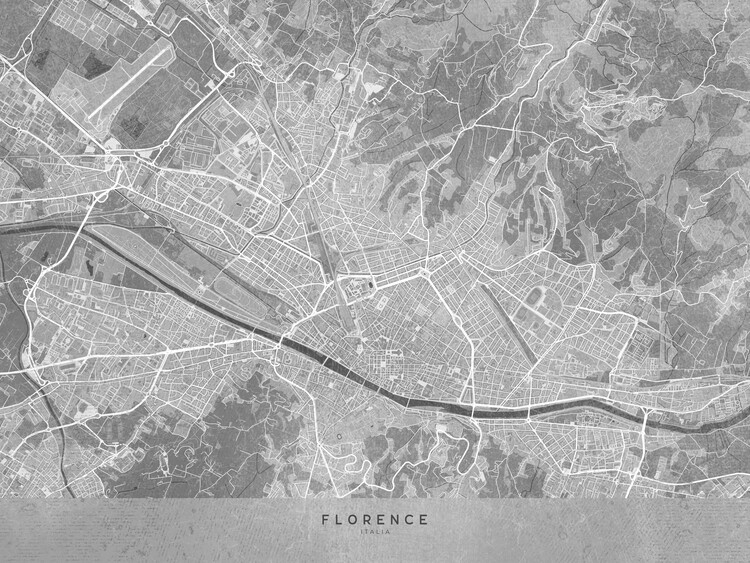 Plakát Map of Florence (Italy) in gray vintage style