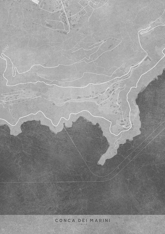 Poster Map of Conca dei Marini - Amalfi coast - (Italy) in gray