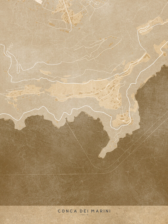 Poster Map of Conca dei Marini - Amalfi coast - (Italy) in sepia