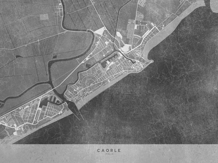 Poster Map of Caorle (Italy) in gray vintage style