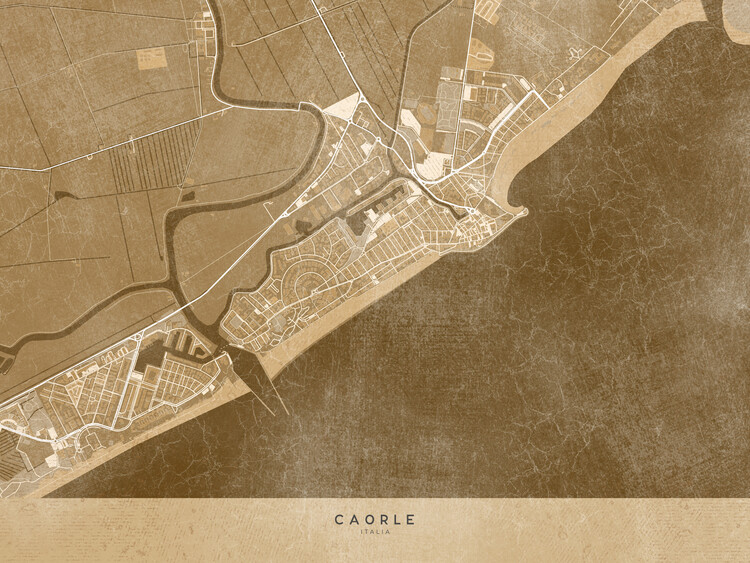 Poster Map of Caorle (Italy) in sepia vintage style