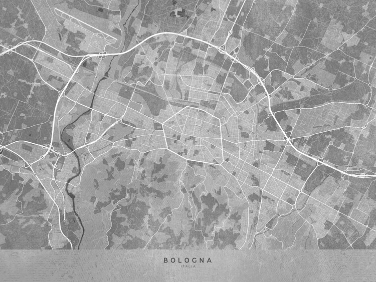 Tableau sur toile Map of Bologna (Italy) in gray vintage style