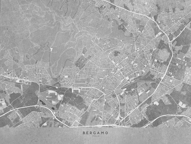 Poster Map of Bergamo (Italy) in gray vintage style